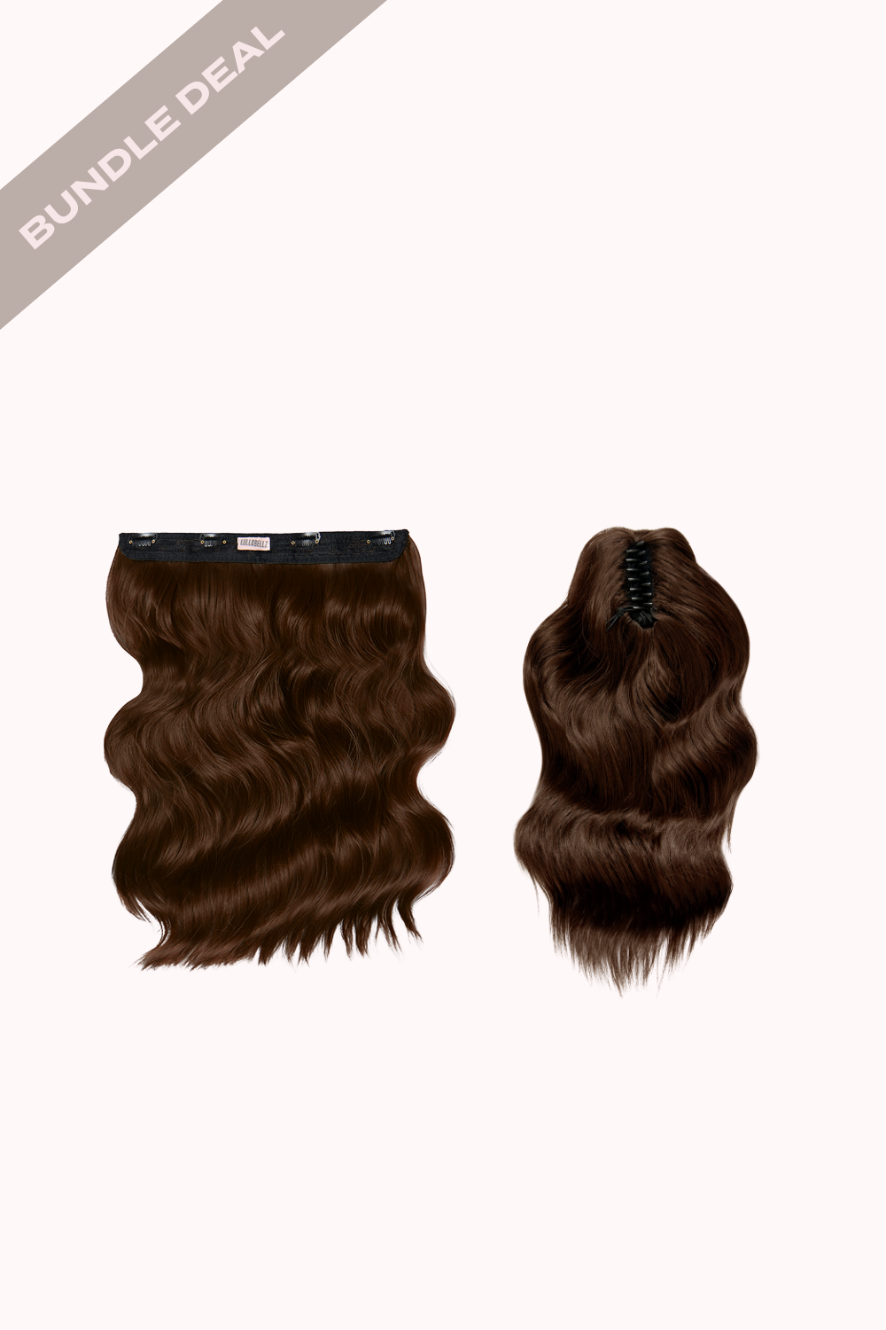 18" 1 Piece Hidden Halo Brushed Out Wave & Brushed Out Wave 16" Claw Clip Pony Bundle - BROWNS | GOLDEN BROWN #1