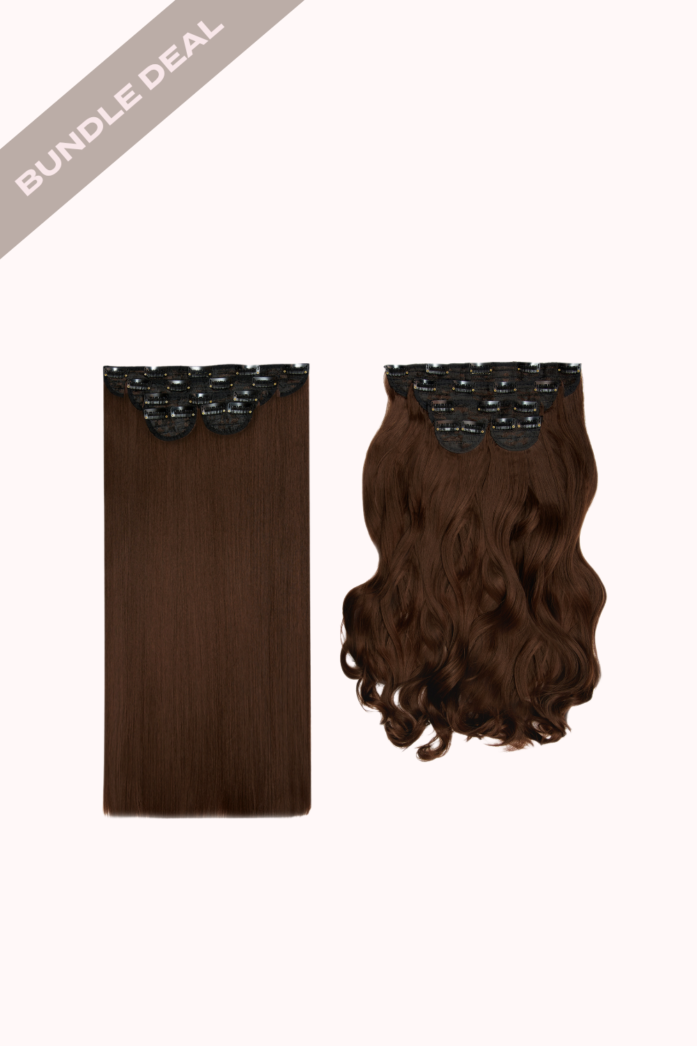 Super Thick 22" 5 Piece Straight & Super Thick 22" 5 Piece Curly Bundle - BROWNS | GOLDEN BROWN #1