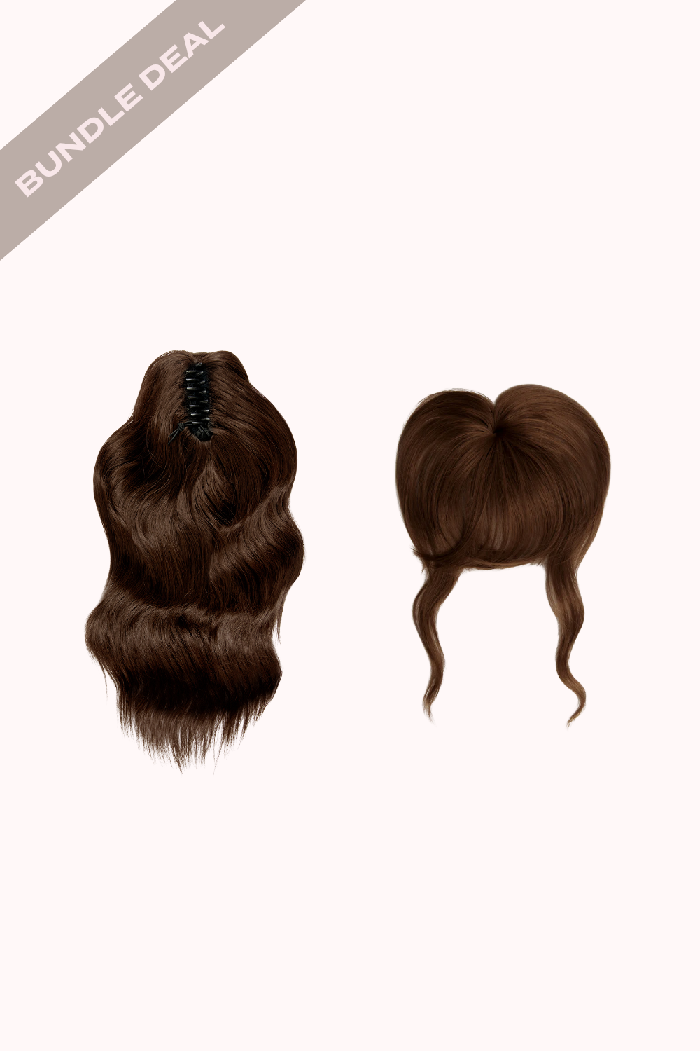 Brushed Out Wave 16" Claw Clip + Feathered Fringe Clip In Bangs Bundle - BROWNS | GOLDEN BROWN #1