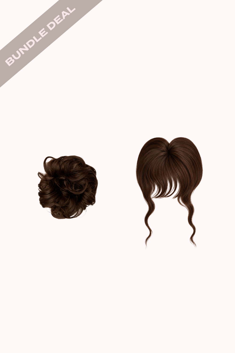 Feathered Fringe Clip In Bangs + Premium Messy Bun Scrunchie Bundle - BROWNS | GOLDEN BROWN #1