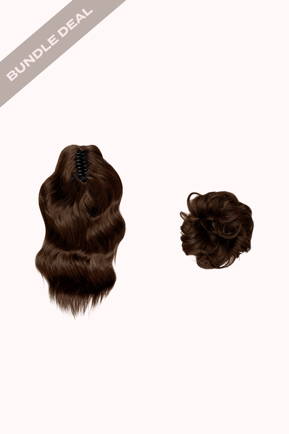Brushed Out Wave 16" Claw Clip + Premium Messy Bun Scrunchie Bundle - BROWNS | GOLDEN BROWN #1