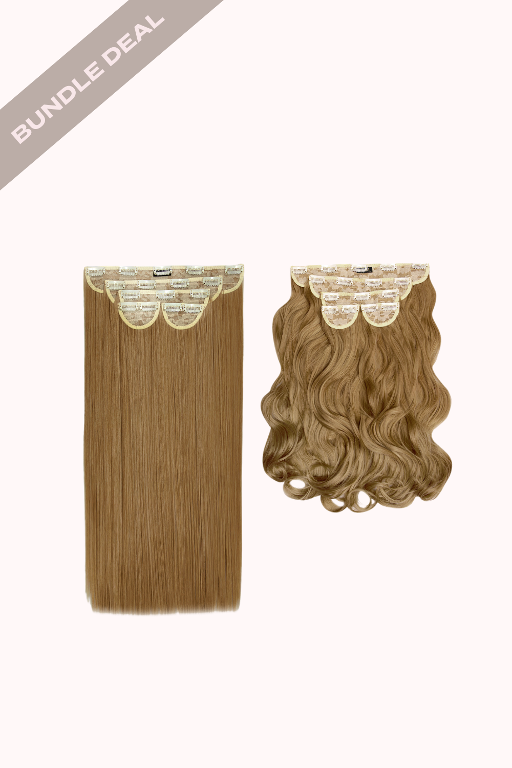 Super Thick 22" Straight + Super Thick 22" Natural Wavy Clip in Hair Extensions Bundle - BLONDES | HARVEST BLONDE #1