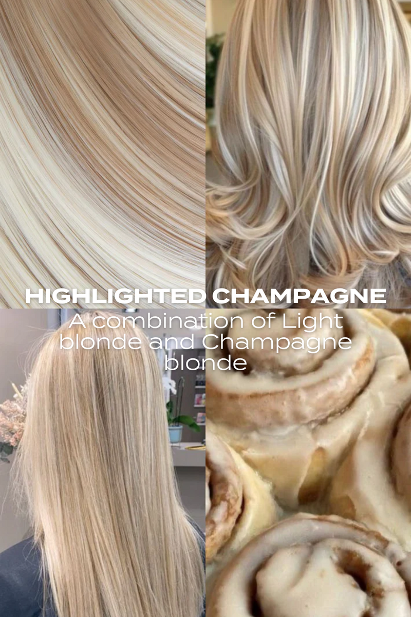 Super Thick 22" 5 Piece Straight Clip In Hair Extensions - BLONDES | HIGHLIGHT CHAMPAGNE #3