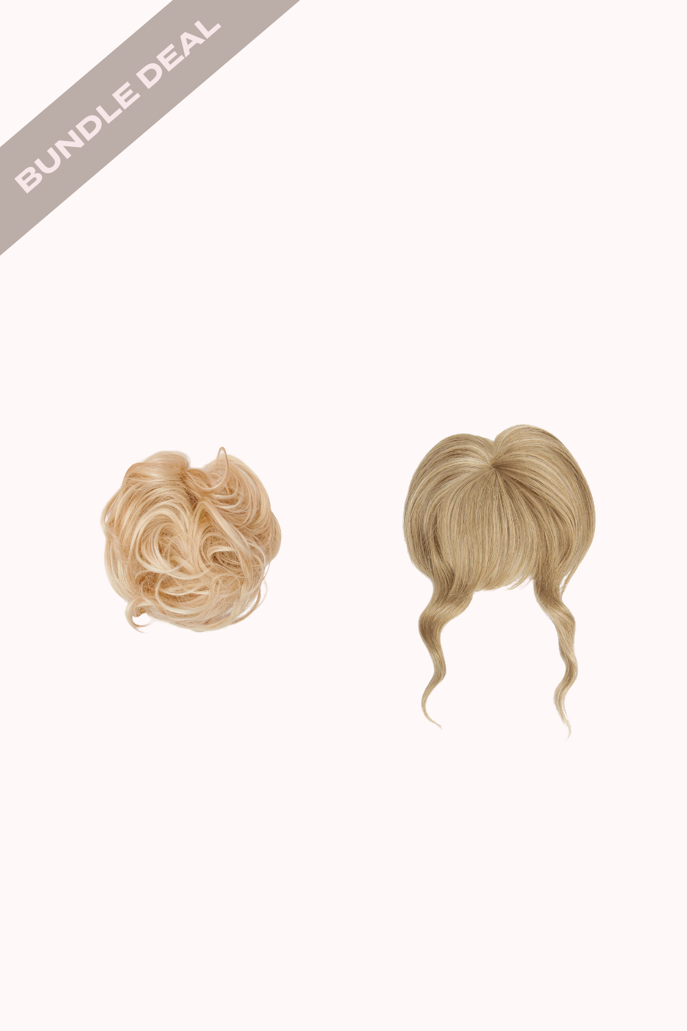 Feathered Fringe Clip In Bangs + Premium Messy Bun Scrunchie Bundle - BLONDES | HONEY BLONDE #1