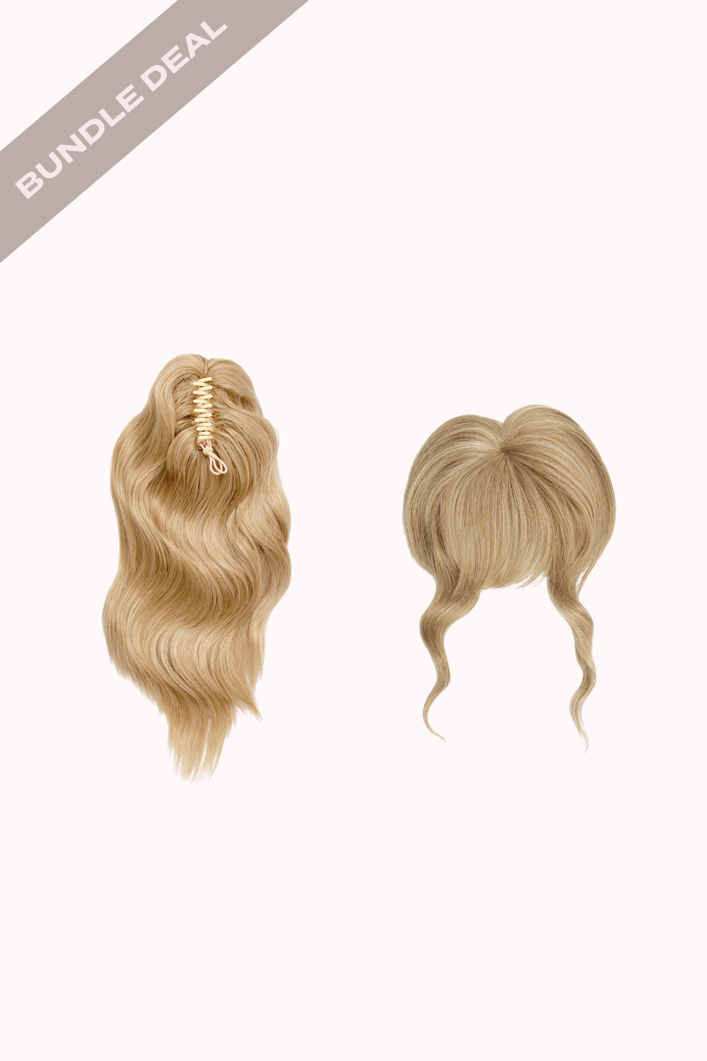 Brushed Out Wave 16" Claw Clip + Feathered Fringe Clip In Bangs Bundle - BLONDES | HONEY BLONDE #1