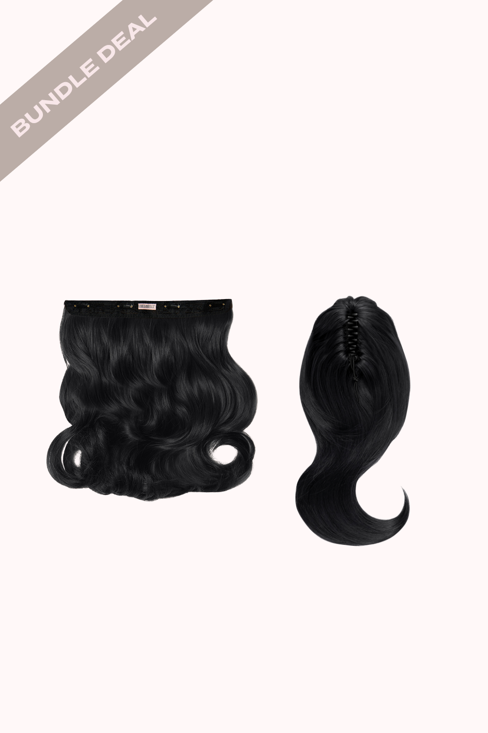 18" 1 Piece Hidden Halo Blow Dry & Blow Dry 16" Claw Clip Pony Bundle - BLACKS | JET BLACK #1