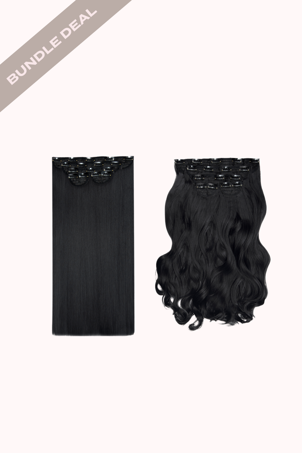 Super Thick 22" 5 Piece Straight & Super Thick 22" 5 Piece Curly Bundle - BLACKS | JET BLACK #1