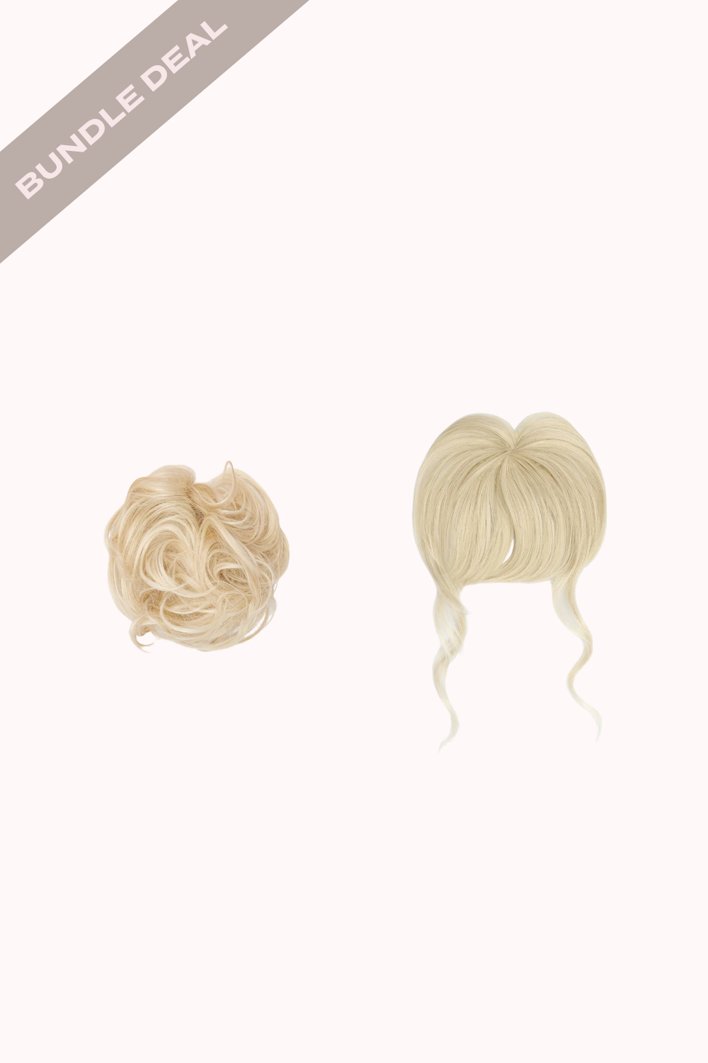 Feathered Fringe Clip In Bangs + Premium Messy Bun Scrunchie Bundle - BLONDES | LIGHT BLONDE #1