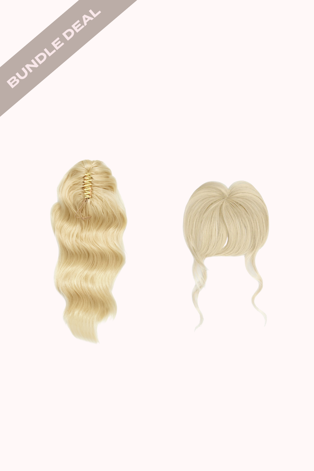 Brushed Out Wave 16" Claw Clip + Feathered Fringe Clip In Bangs Bundle - BLONDES | LIGHT BLONDE #1