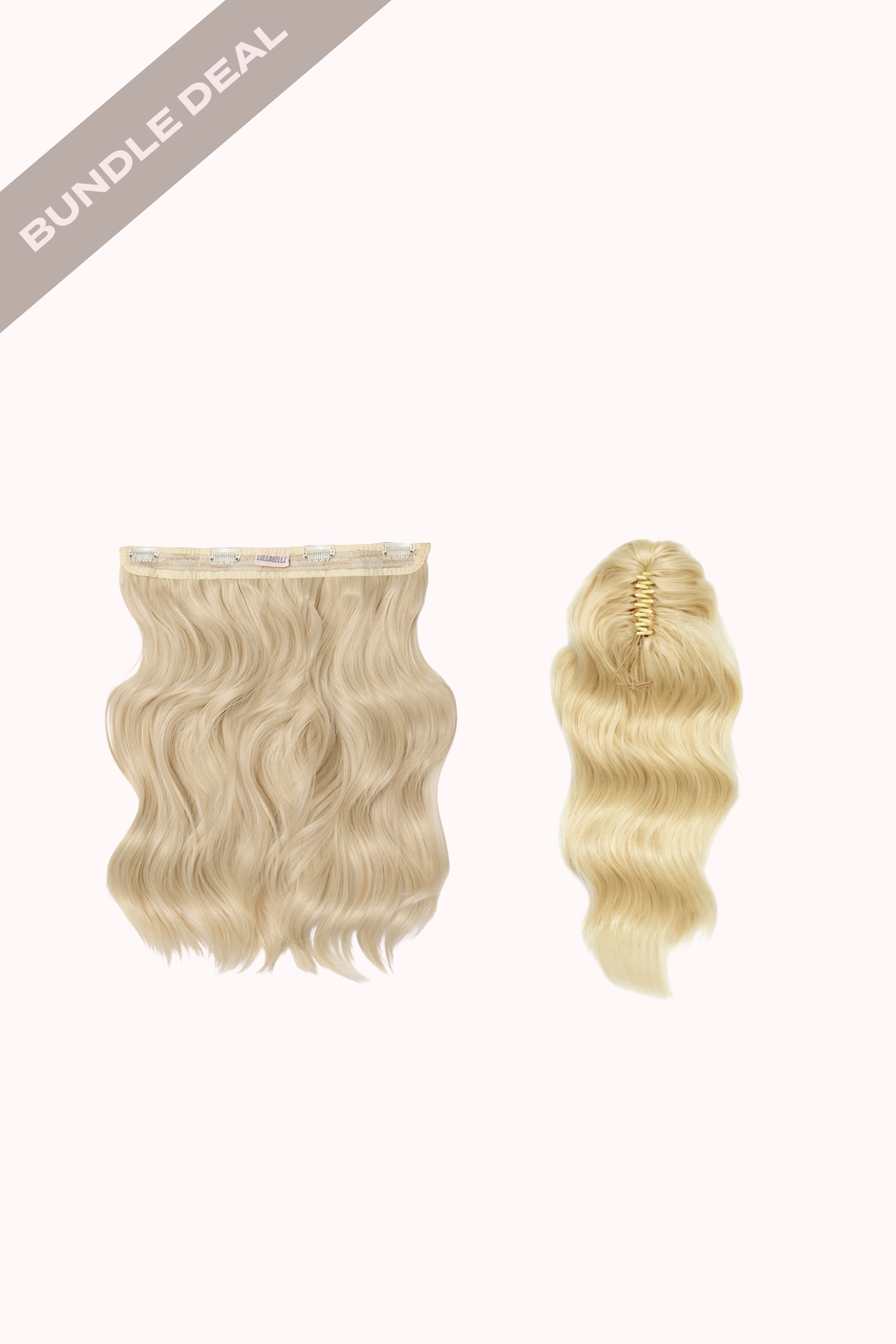 18" 1 Piece Hidden Halo Brushed Out Wave & Brushed Out Wave 16" Claw Clip Pony Bundle - BLONDES | LIGHT BLONDE #1
