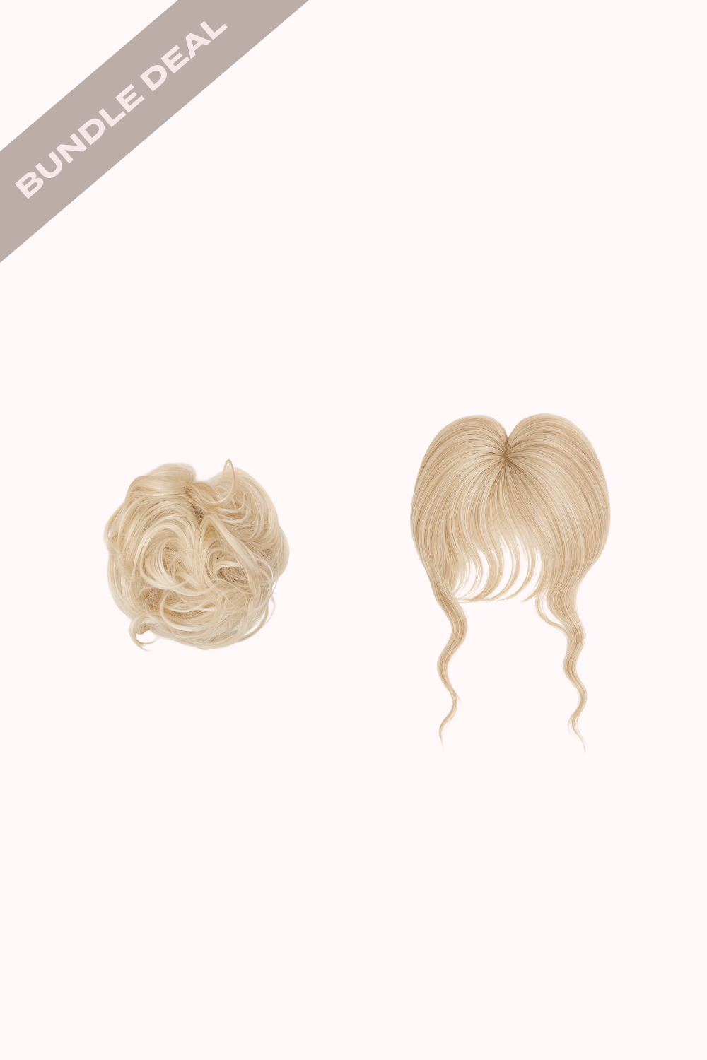 Feathered Fringe Clip In Bangs + Premium Messy Bun Scrunchie Bundle - BLONDES | LIGHT GOLDEN BLONDE #1