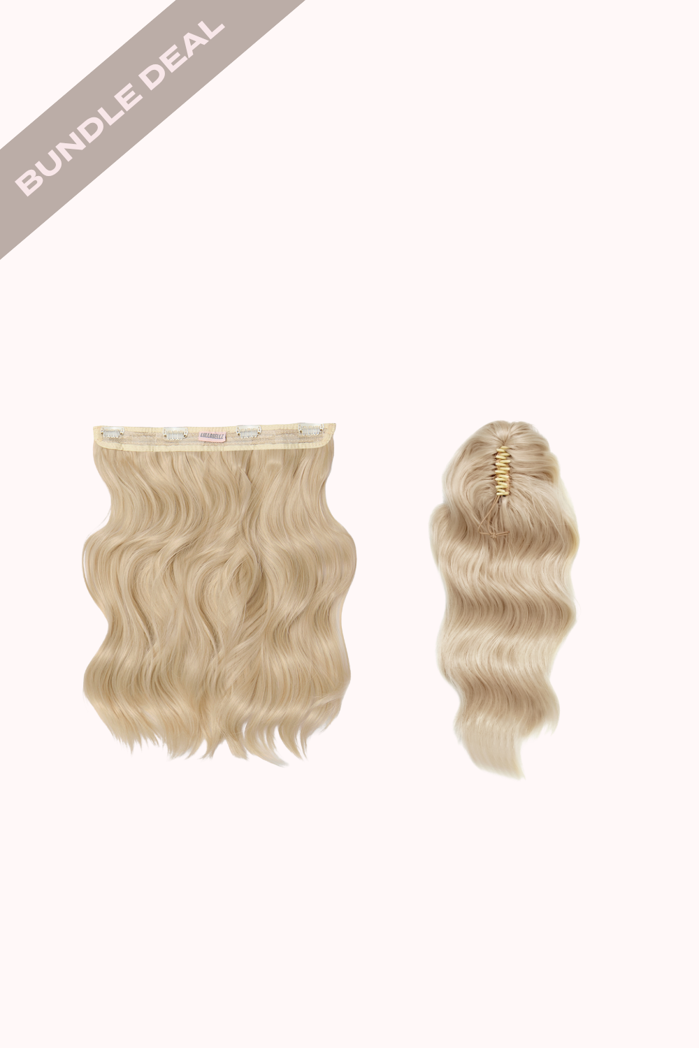 18" 1 Piece Hidden Halo Brushed Out Wave & Brushed Out Wave 16" Claw Clip Pony Bundle - BLONDES | LIGHT GOLDEN BLONDE #1