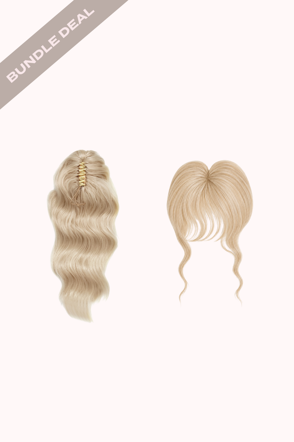 Brushed Out Wave 16" Claw Clip + Feathered Fringe Clip In Bangs Bundle - BLONDES | LIGHT GOLDEN BLONDE #1