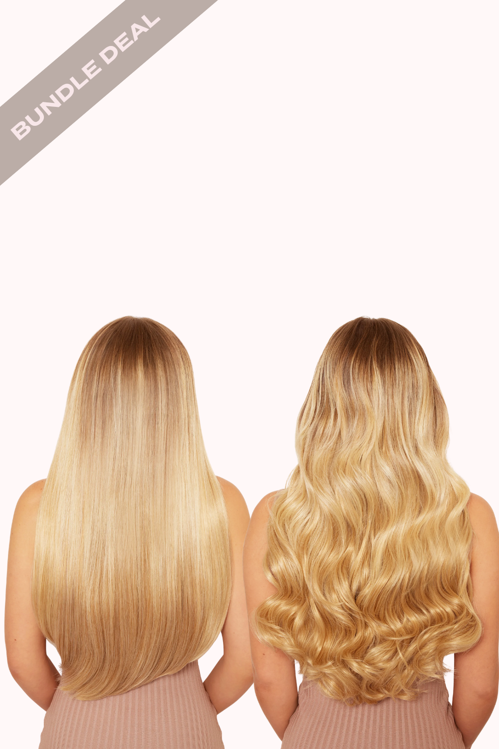 Super Thick 22" Straight + Super Thick 22" Natural Wavy Clip in Hair Extensions Bundle