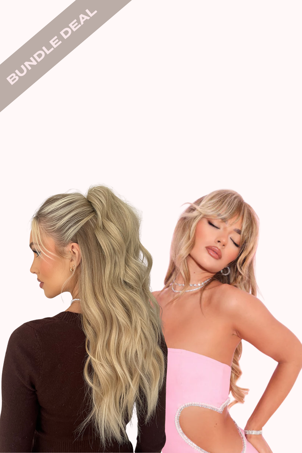 Brushed Out Wave 16" Claw Clip + Feathered Fringe Clip In Bangs Bundle