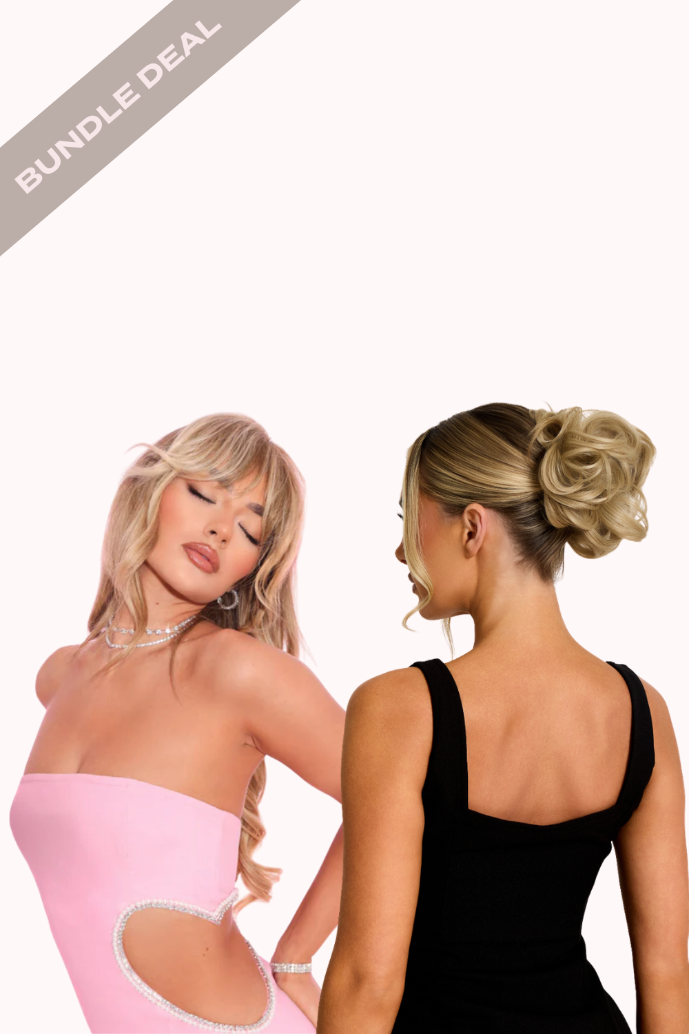 Feathered Fringe Clip In Bangs + Premium Messy Bun Scrunchie Bundle