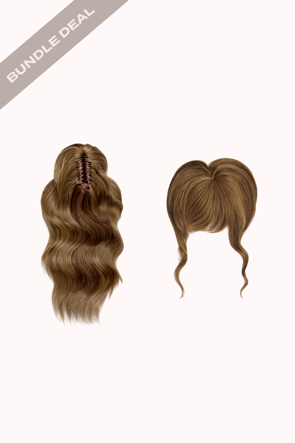 Brushed Out Wave 16" Claw Clip + Feathered Fringe Clip In Bangs Bundle - BROWNS | MELLOW BROWN #1