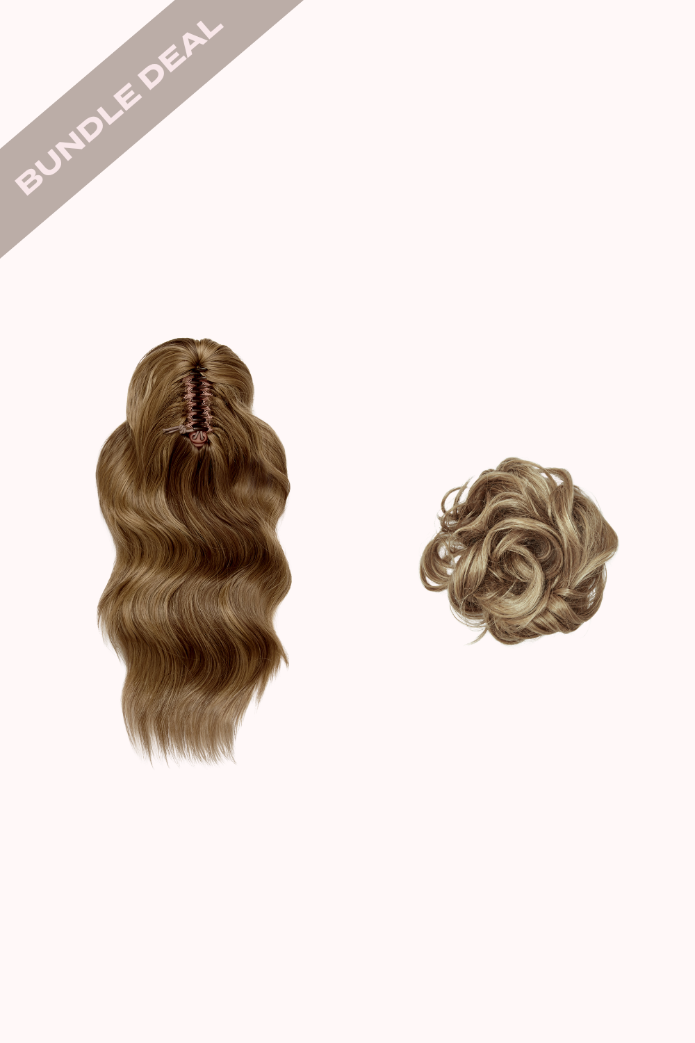 Brushed Out Wave 16" Claw Clip + Premium Messy Bun Scrunchie Bundle - BROWNS | MELLOW BROWN #1