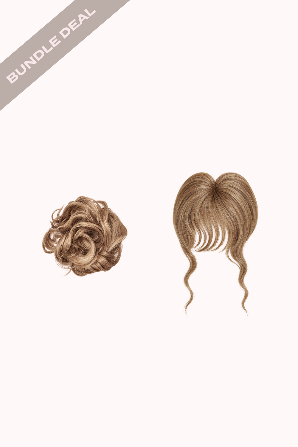 Feathered Fringe Clip In Bangs + Premium Messy Bun Scrunchie Bundle - BROWNS | MELLOW BROWN #1