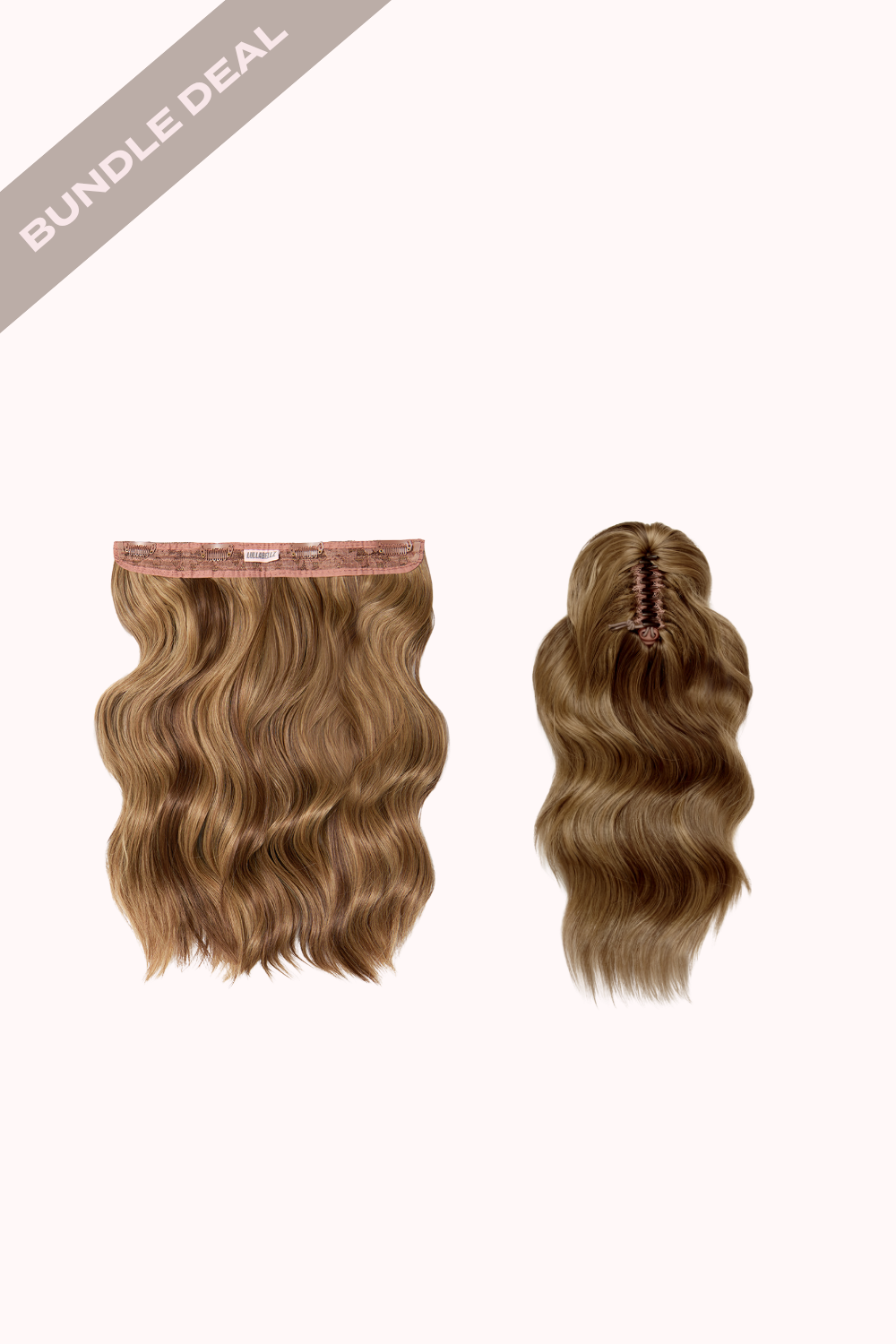 18" 1 Piece Hidden Halo Brushed Out Wave & Brushed Out Wave 16" Claw Clip Pony Bundle - BROWNS | MELLOW BROWN #1