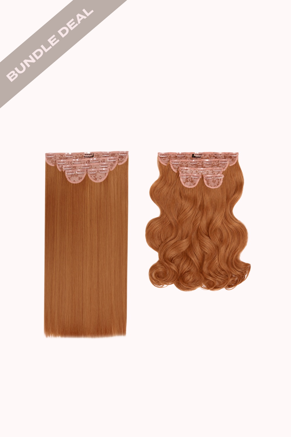 Super Thick 22" Straight + Super Thick 22" Natural Wavy Clip in Hair Extensions Bundle - REDS | MIXED AUBURN #1