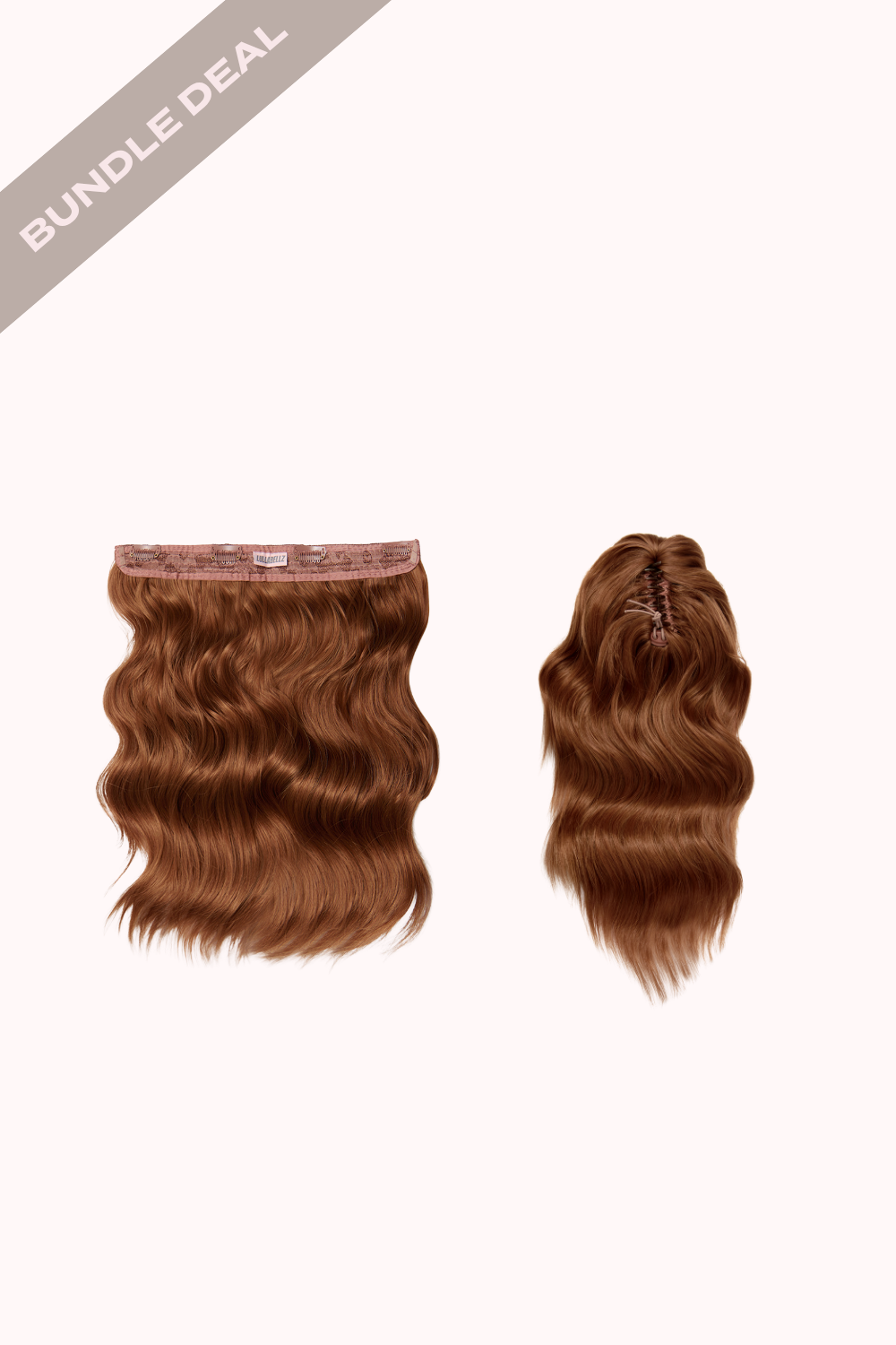18" 1 Piece Hidden Halo Brushed Out Wave & Brushed Out Wave 16" Claw Clip Pony Bundle - REDS | MIXED AUBURN #1