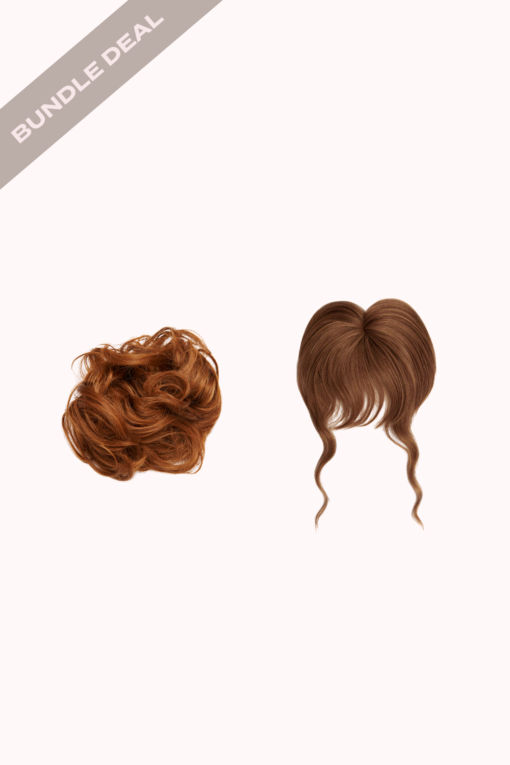 Feathered Fringe Clip In Bangs + Premium Messy Bun Scrunchie Bundle - REDS | MIXED AUBURN #1