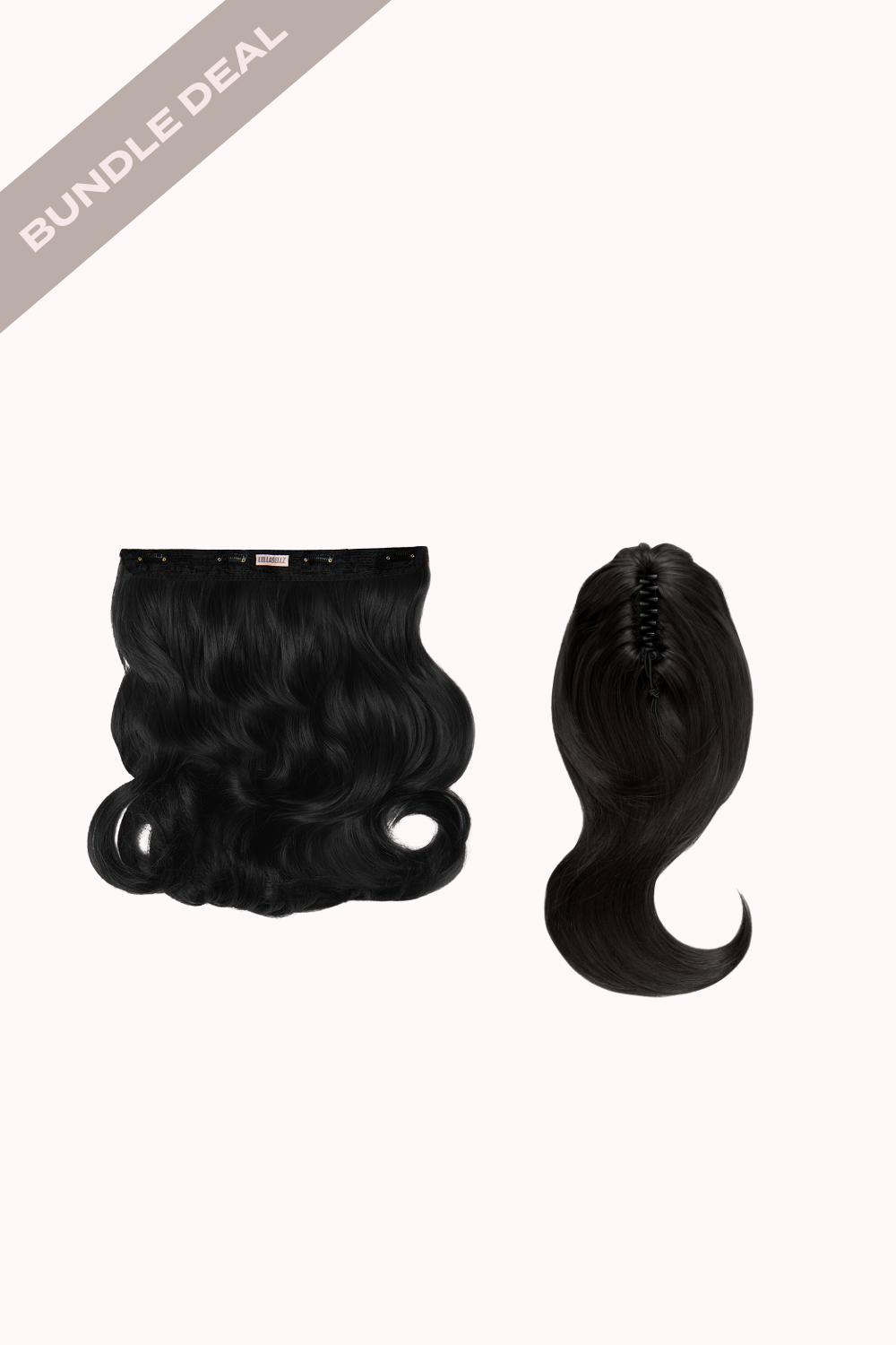 18" 1 Piece Hidden Halo Blow Dry & Blow Dry 16" Claw Clip Pony Bundle - BLACKS | NATURAL BLACK #1