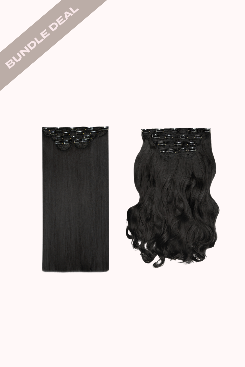 Super Thick 22" 5 Piece Straight & Super Thick 22" 5 Piece Curly Bundle - BLACKS | NATURAL BLACK #1