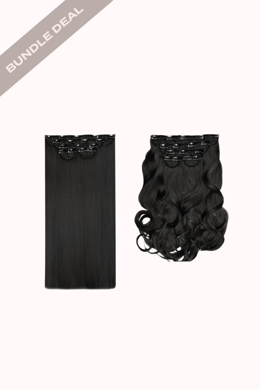 Super Thick 22" 5 Piece Straight & Super Thick 22" 5 Piece Blow Dry Wavy Bundle - BLACKS | NATURAL BLACK #1
