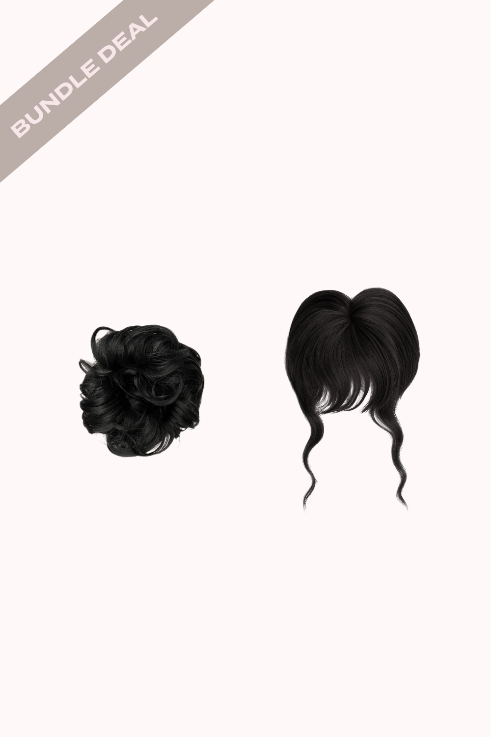 Feathered Fringe Clip In Bangs + Premium Messy Bun Scrunchie Bundle - BLACKS | NATURAL BLACK #1