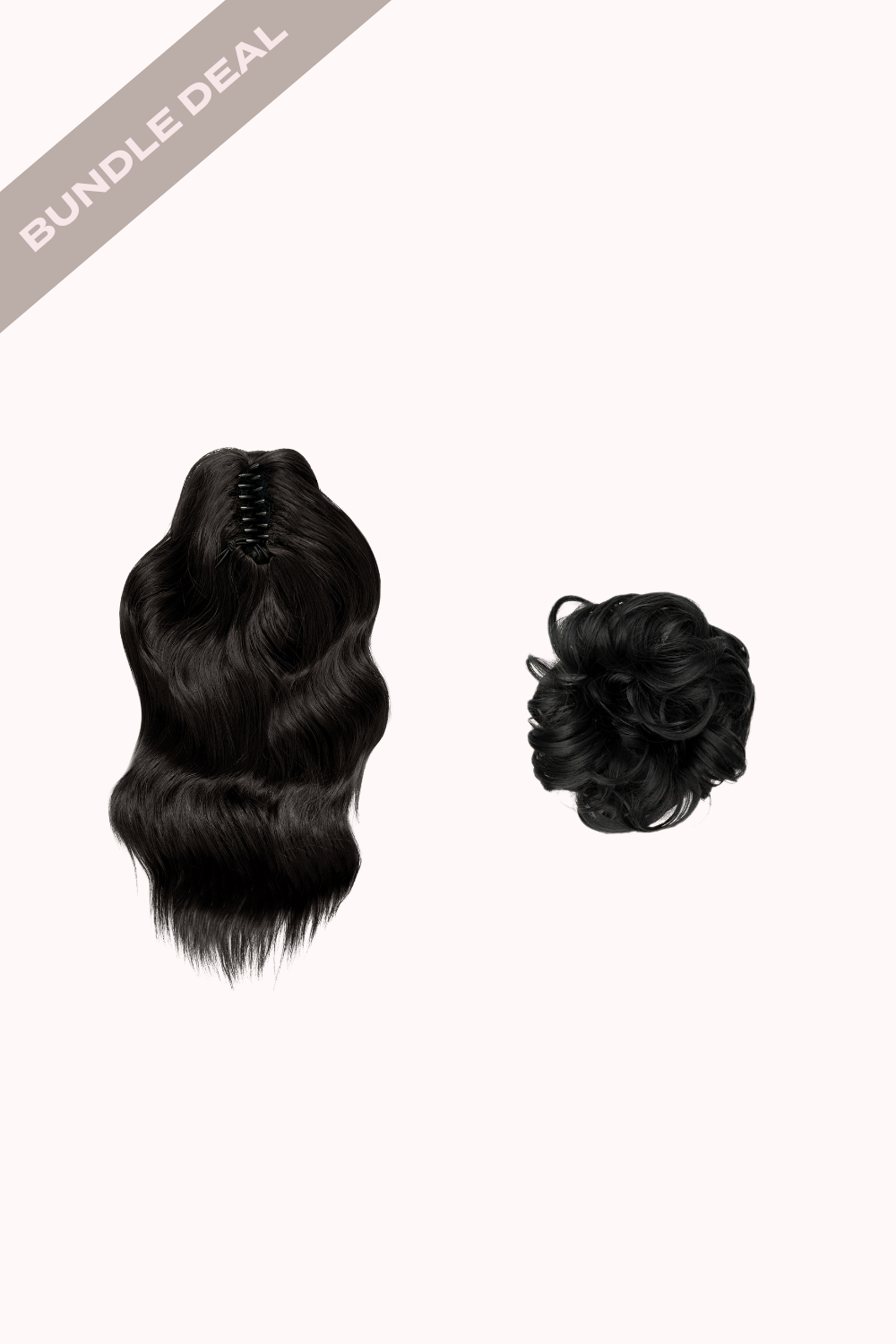 Brushed Out Wave 16" Claw Clip + Premium Messy Bun Scrunchie Bundle - BLACKS | NATURAL BLACK #1