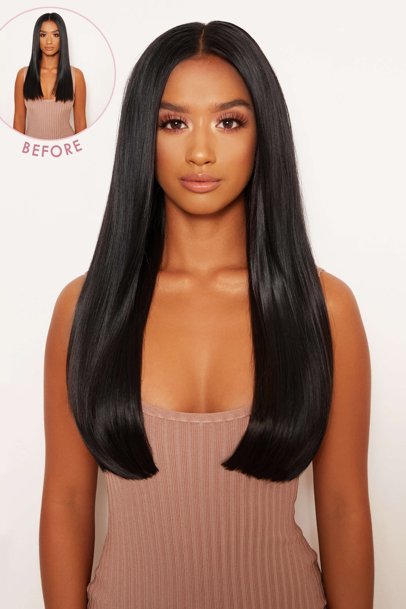 Thick 18" 1 Piece Straight Clip In Hair Extensions - BLACKS | NATURAL BLACK #1