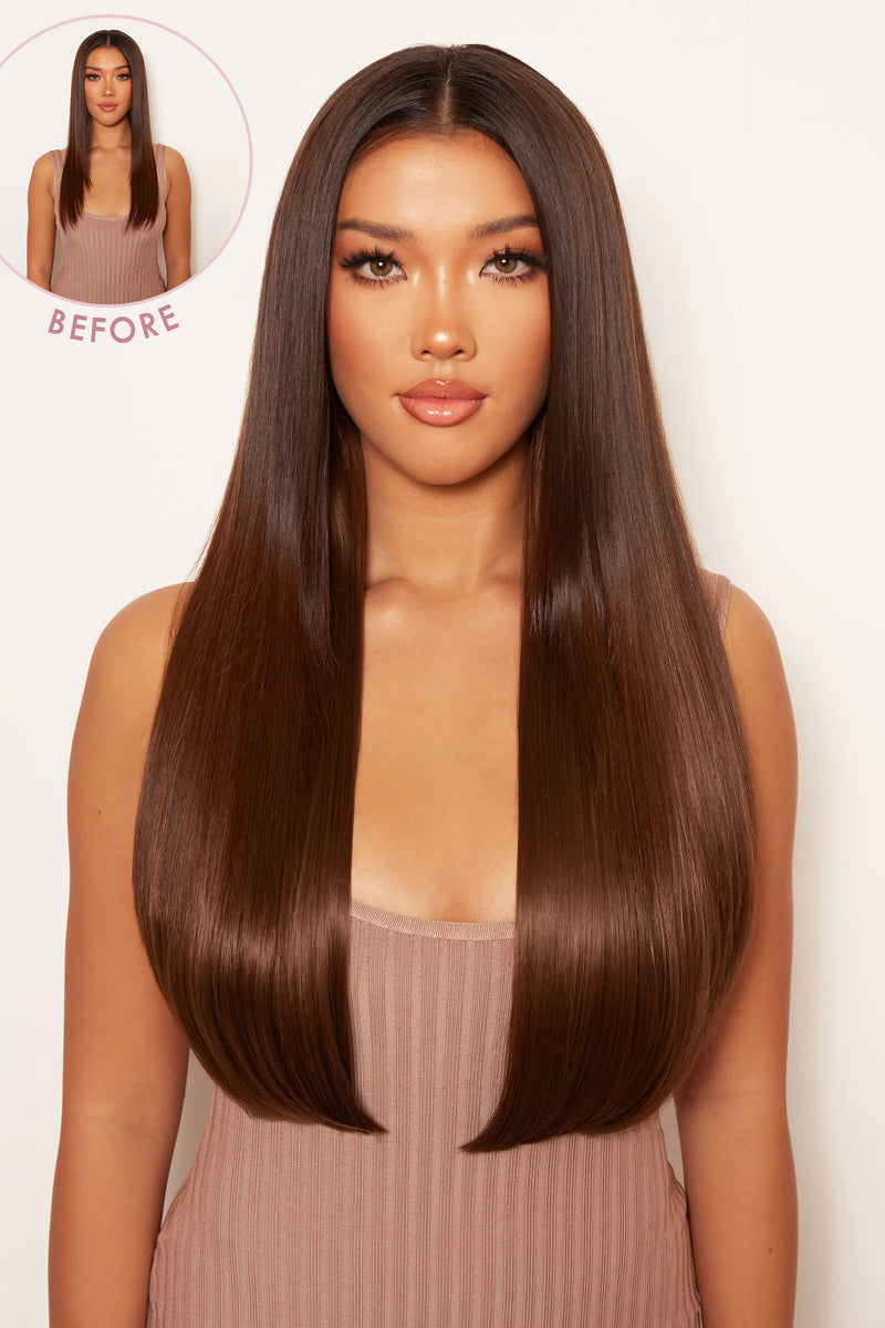 Super Thick 22" 5 Piece Straight Clip In Hair Extensions - BROWNS | CHESTNUT #4