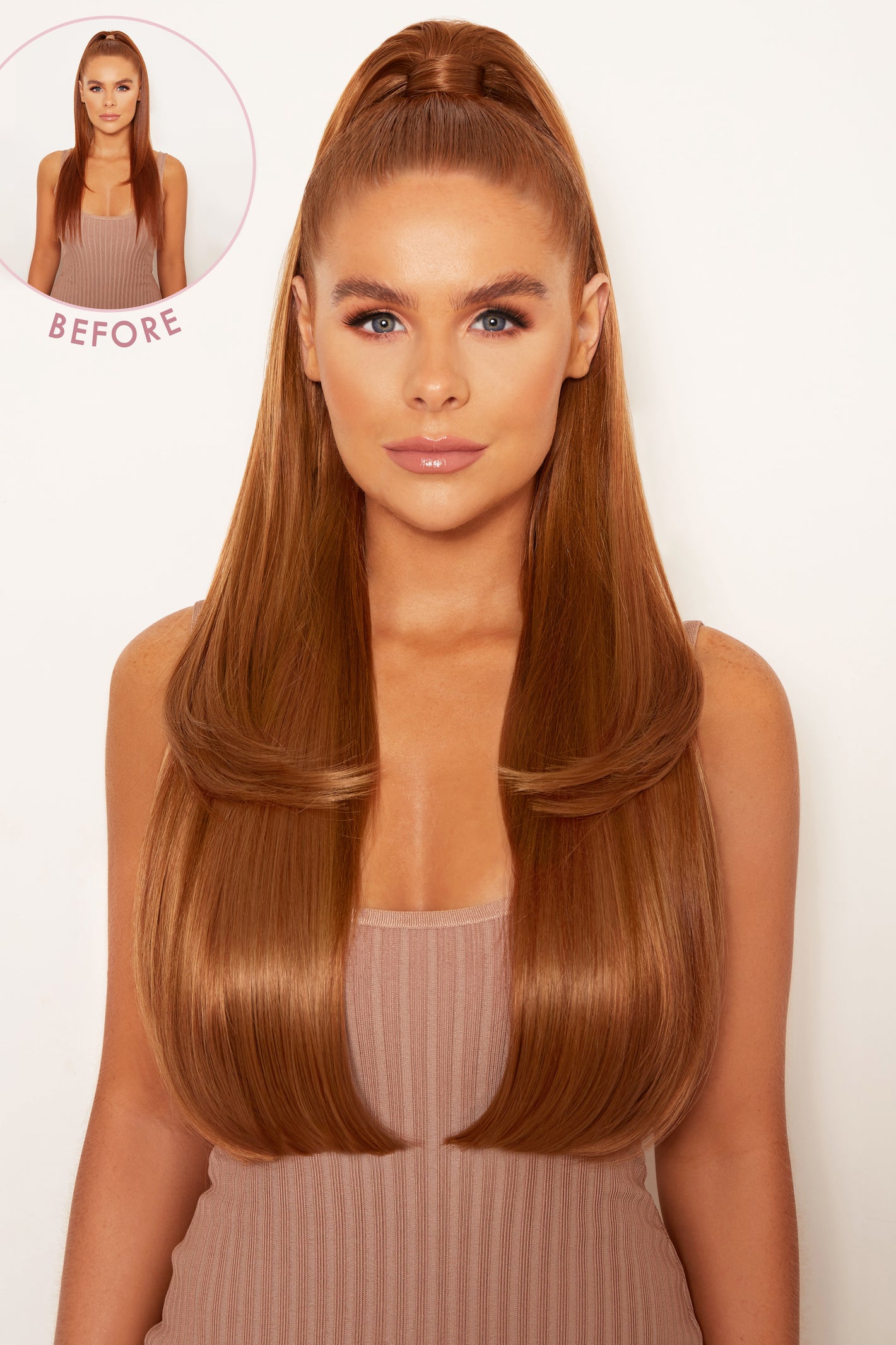 Ultimate Half Up Half Down 22'' Straight Extension and Pony Set [Clearance Lines] - REDS | MIXED AUBURN #8