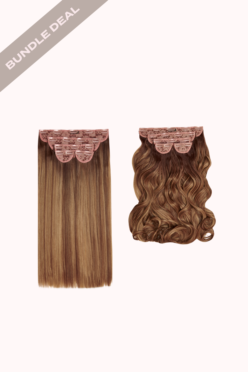 Super Thick 22" 5 Piece Straight & Super Thick 22" 5 Piece Curly Bundle - BROWNS | ROOTED MELLOW BROWN #1