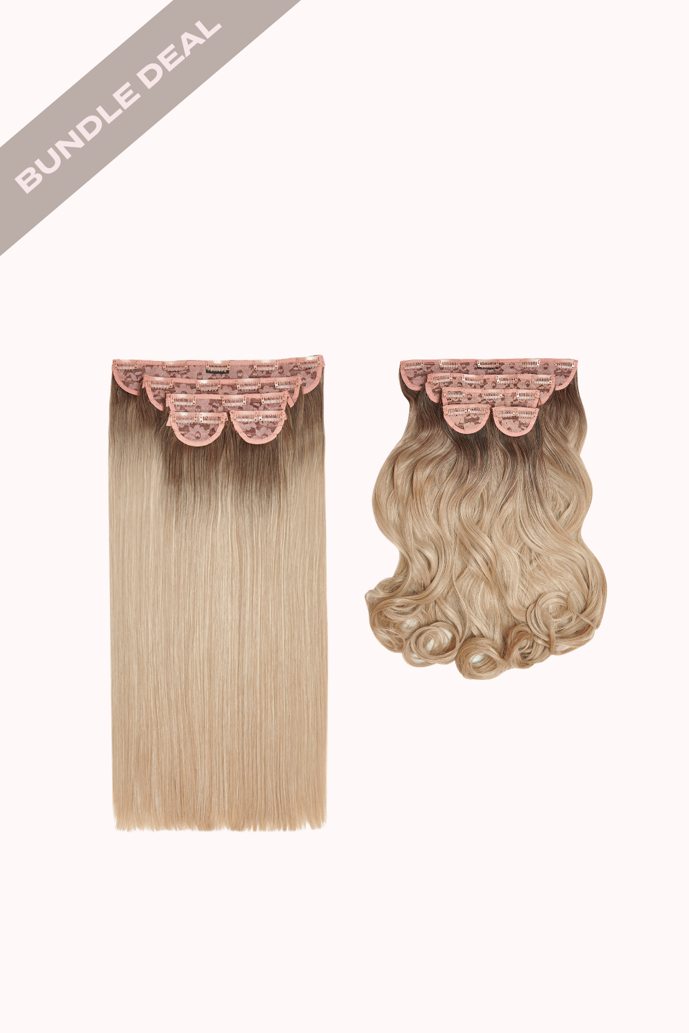 Super Thick 22" 5 Piece Straight & Super Thick 22" 5 Piece Curly Bundle - BLONDES | ROOTED CALIFORNIA BLONDE #1