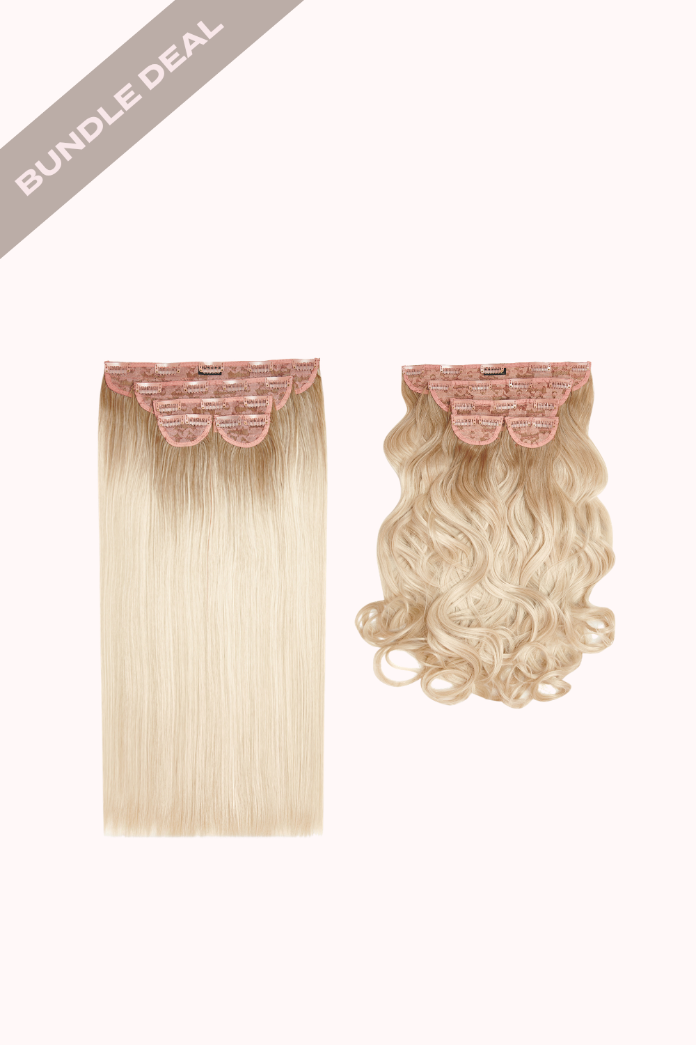 Super Thick 22" 5 Piece Straight & Super Thick 22" 5 Piece Curly Bundle - BLONDES | ROOTED LIGHT BLONDE #1