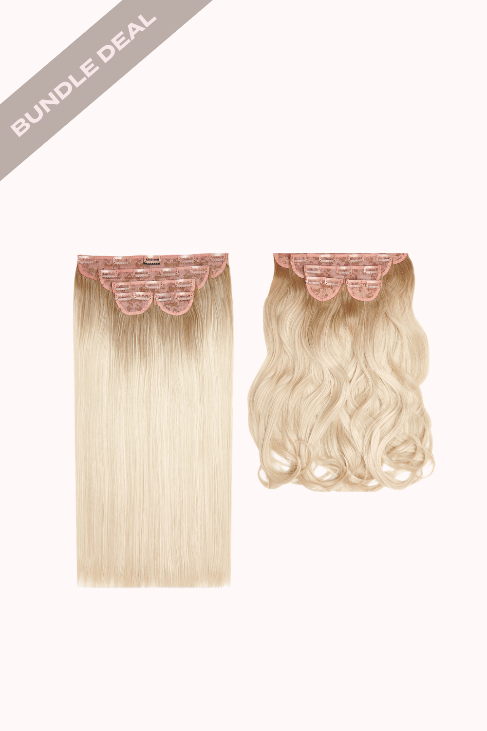 Super Thick 22" 5 Piece Straight & Super Thick 22" 5 Piece Blow Dry Wavy Bundle - BLONDES | ROOTED LIGHT BLONDE #1