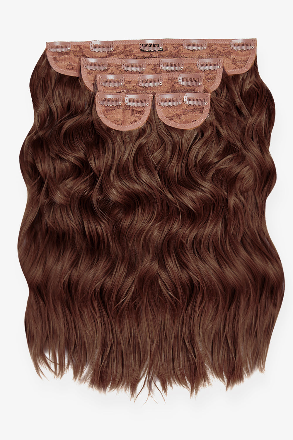 Super Thick 16'' 5 Piece Brushed Out Wave Clip In Hair Extensions - REDS | AUBURN #1
