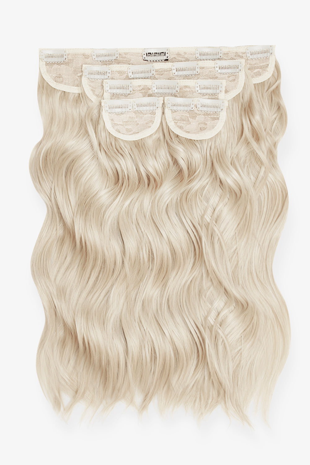 Super Thick 16'' 5 Piece Brushed Out Wave Clip In Hair Extensions - BLONDES | BLEACH BLONDE #1