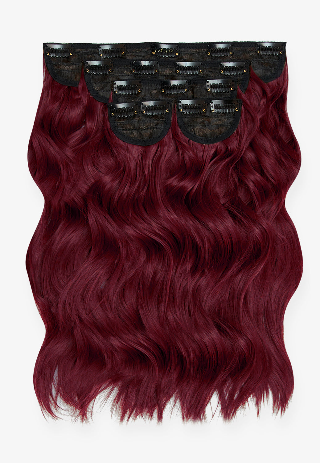 Super Thick 16'' 5 Piece Brushed Out Wave Clip In Hair Extensions - REDS | BURGUNDY #1
