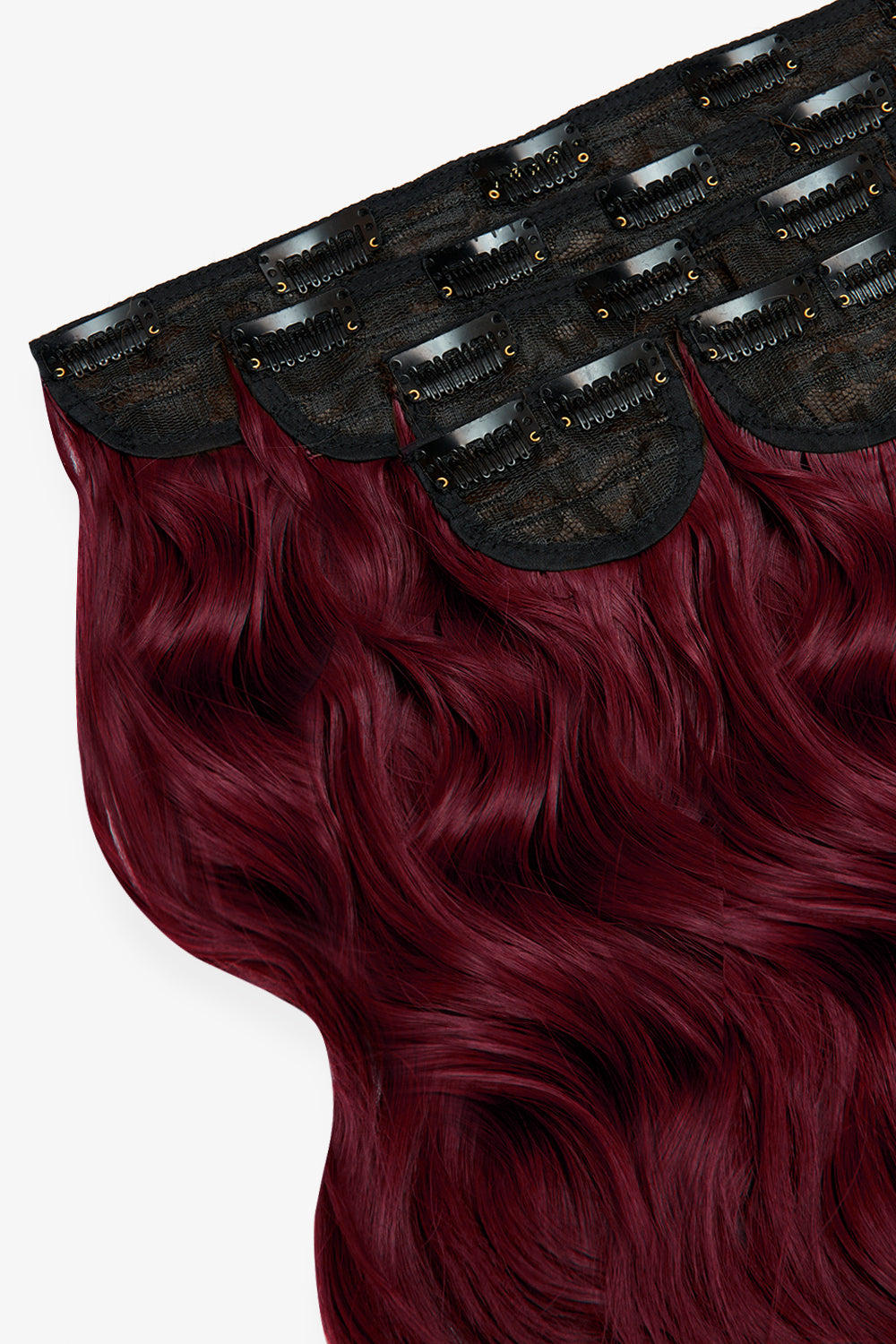 Super Thick 16'' 5 Piece Brushed Out Wave Clip In Hair Extensions - REDS | BURGUNDY #2