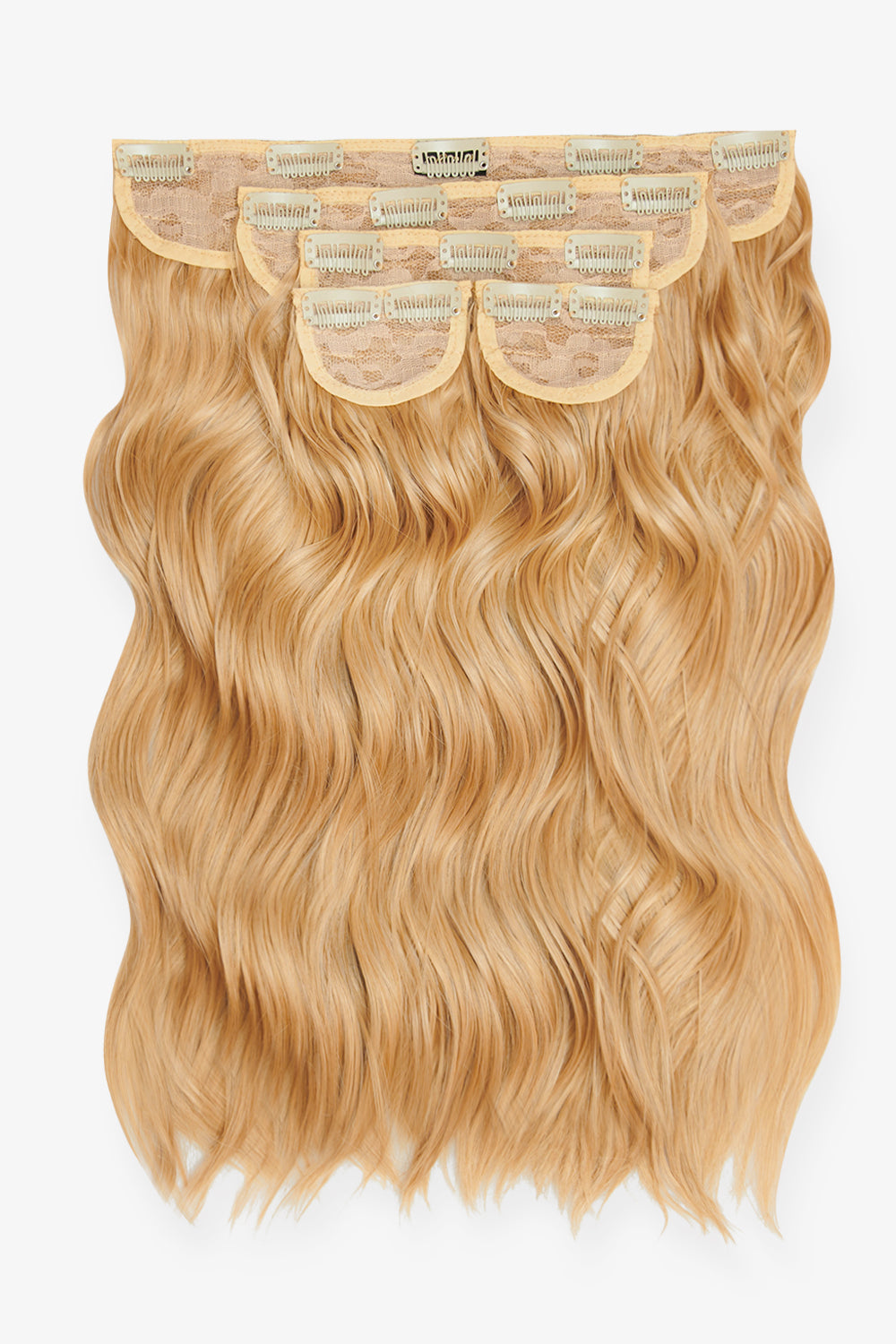 Super Thick 16'' 5 Piece Brushed Out Wave Clip In Hair Extensions - BLONDES | CARAMEL BLONDE #1