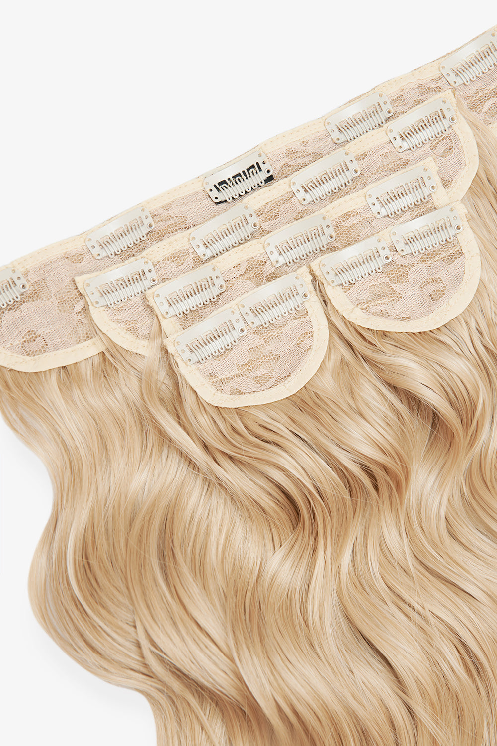 Super Thick 16'' 5 Piece Brushed Out Wave Clip In Hair Extensions - BLONDES | CHAMPAGNE BLONDE #4
