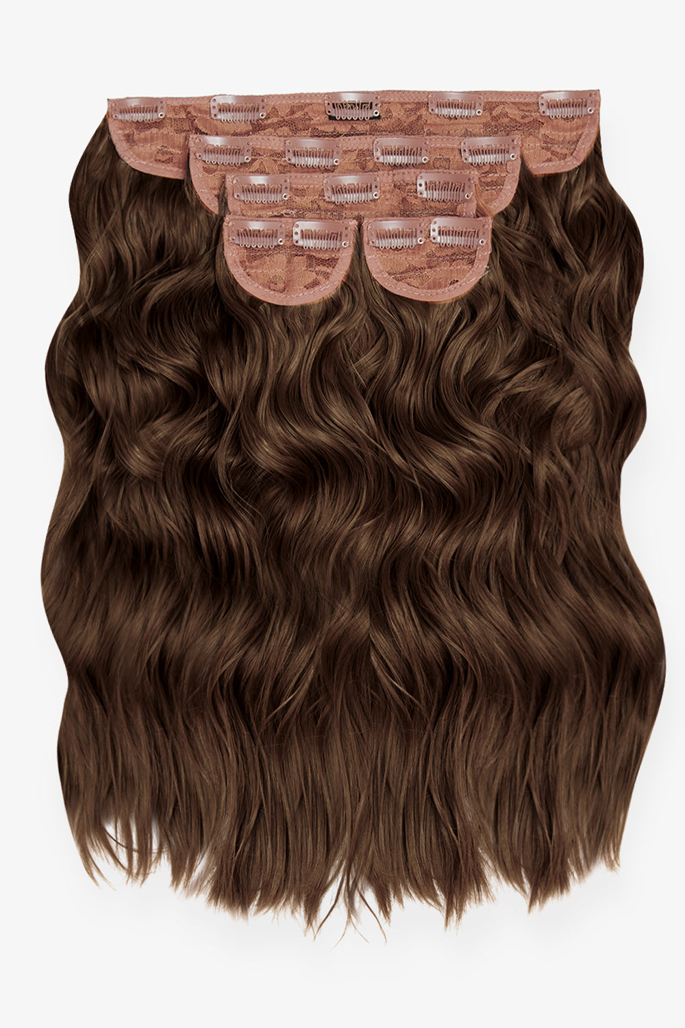 Super Thick 16'' 5 Piece Brushed Out Wave Clip In Hair Extensions - BROWNS | CHESTNUT #1