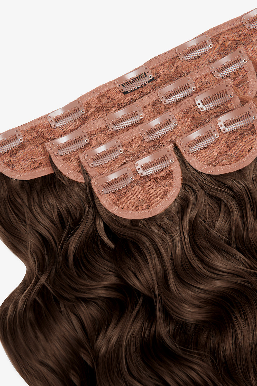 Super Thick 16'' 5 Piece Brushed Out Wave Clip In Hair Extensions - BROWNS | CHESTNUT #2