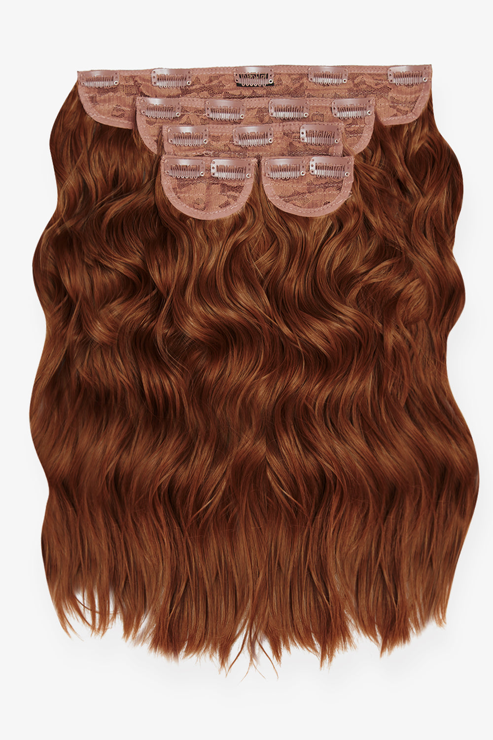Super Thick 16'' 5 Piece Brushed Out Wave Clip In Hair Extensions - REDS | COPPER RED #1