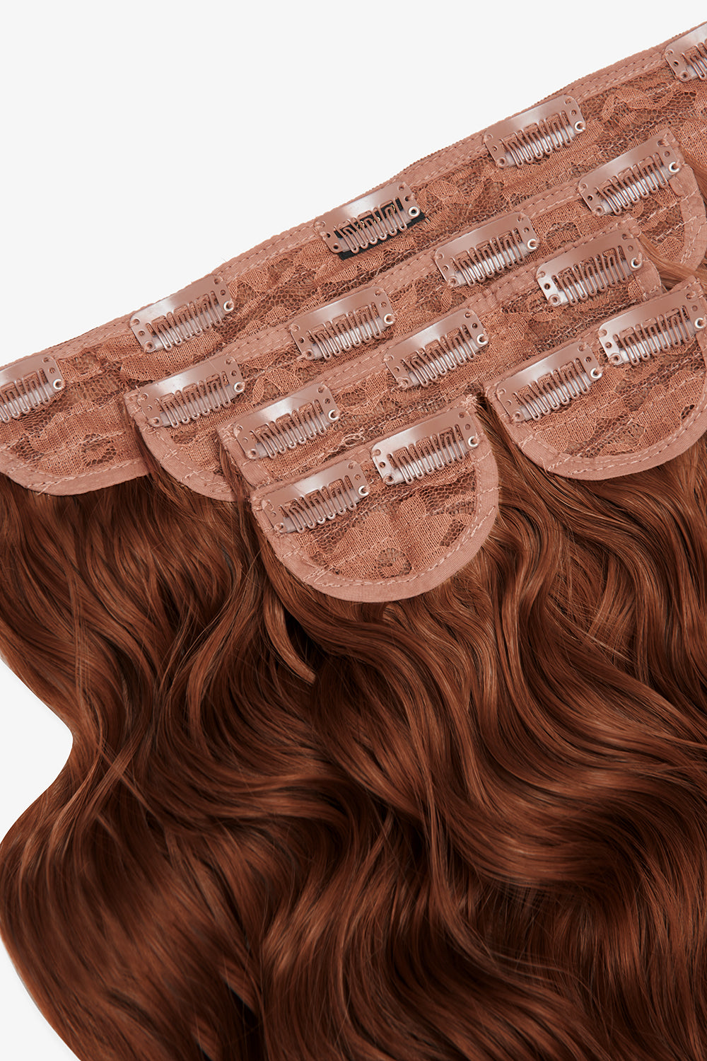 Super Thick 16'' 5 Piece Brushed Out Wave Clip In Hair Extensions - REDS | COPPER RED #2