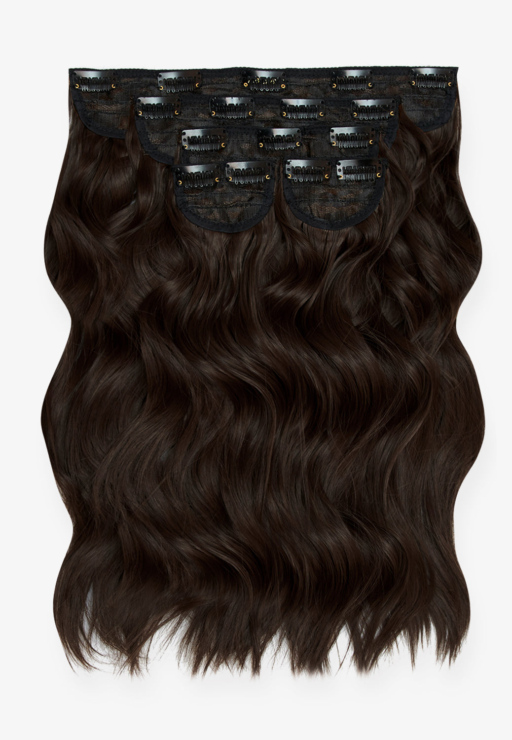 Super Thick 16'' 5 Piece Brushed Out Wave Clip In Hair Extensions - BROWNS | DARK BROWN #1